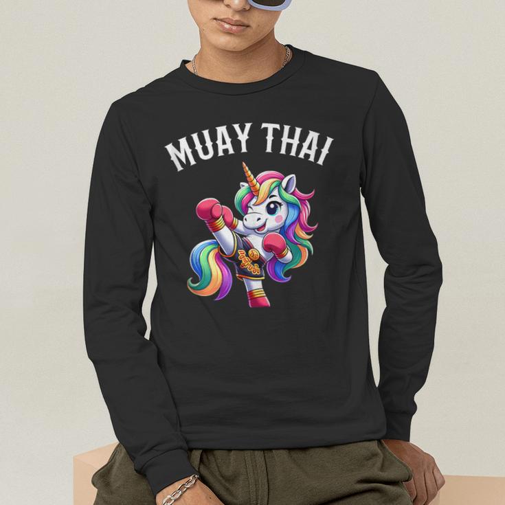 Cute Muay Thai Unicorn Men's Long Sleeve T-Shirt