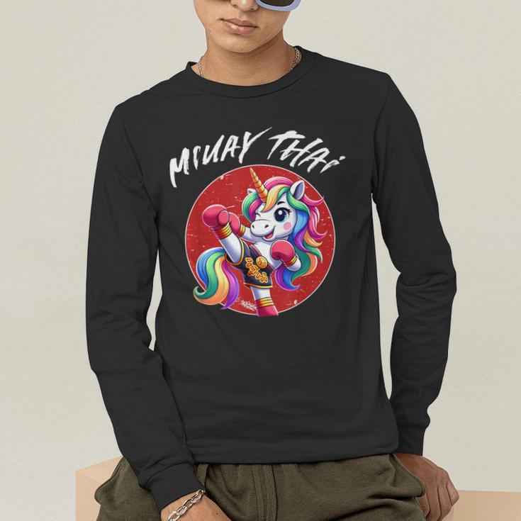Cute Thai Boxing And Muay Thai Unicorn Men's Long Sleeve T-Shirt Cute Thai Boxing And Muay Thai Unicorn Men's Long Sleeve T-Shirt