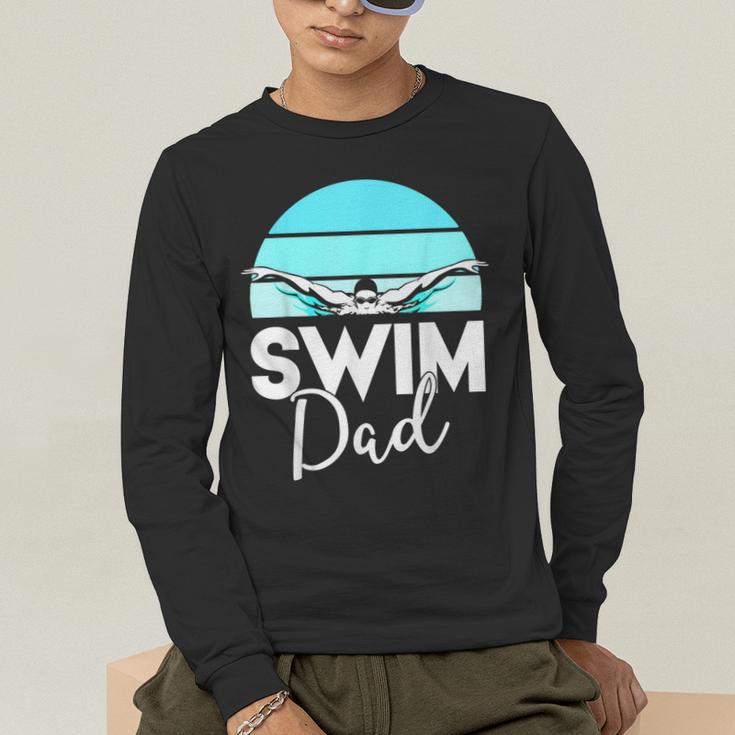 Dad Father School Swimming Meet Swimmer Swimmer Men's Long Sleeve T-Shirt Dad Father School Swimming Meet Swimmer Swimmer Men's Long Sleeve T-Shirt