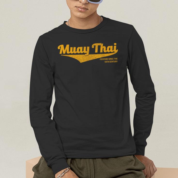 Distressed Muay Thai Kickboxing MMA BJJ Thailand T-Shirt Men's Long Sleeve T-Shirt