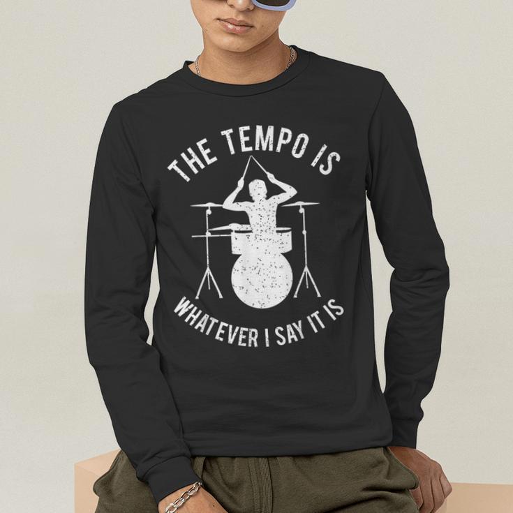 Drum Kit Graphic For a Drummer With Percussion Instruments Men's Long Sleeve T-Shirt