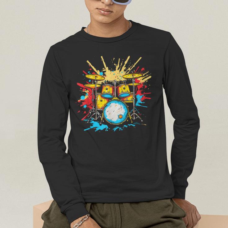 Drum Kit Steamwave Music Band Men's Long Sleeve T-Shirt Drum Kit Steamwave Music Band Men's Long Sleeve T-Shirt