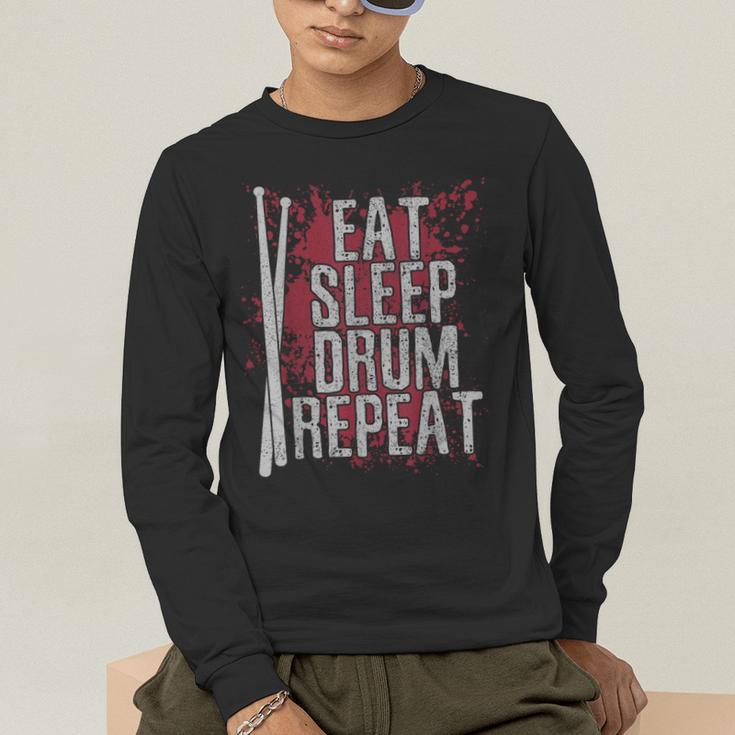 Drummer Eat Sleep Drum Repeat Drum Kit Musician Men's Long Sleeve T-Shirt Drummer Eat Sleep Drum Repeat Drum Kit Musician Men's Long Sleeve T-Shirt