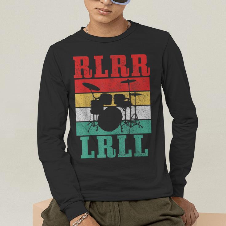 Drummer RLRR LRLL Vintage Drum Kit Men's Long Sleeve T-Shirt Drummer RLRR LRLL Vintage Drum Kit Men's Long Sleeve T-Shirt