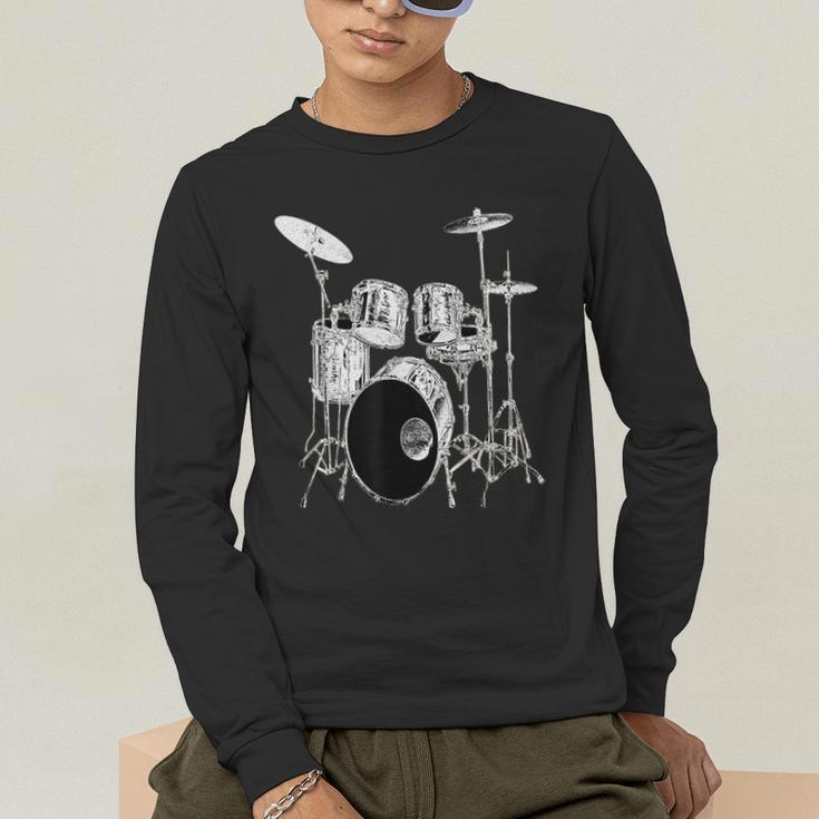 Drums Drum Kit Music Men's Long Sleeve T-Shirt Drums Drum Kit Music Men's Long Sleeve T-Shirt