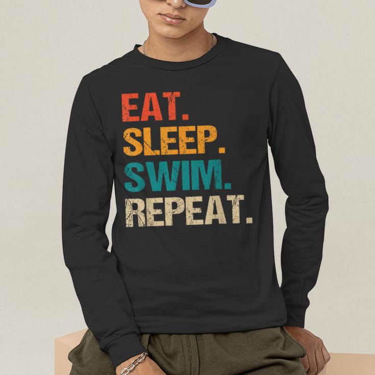 Eat Sleep Swim Repeat Pool Swimmer Water Polo Swimming Men's Long Sleeve T-Shirt Eat Sleep Swim Repeat Pool Swimmer Water Polo Swimming Men's Long Sleeve T-Shirt