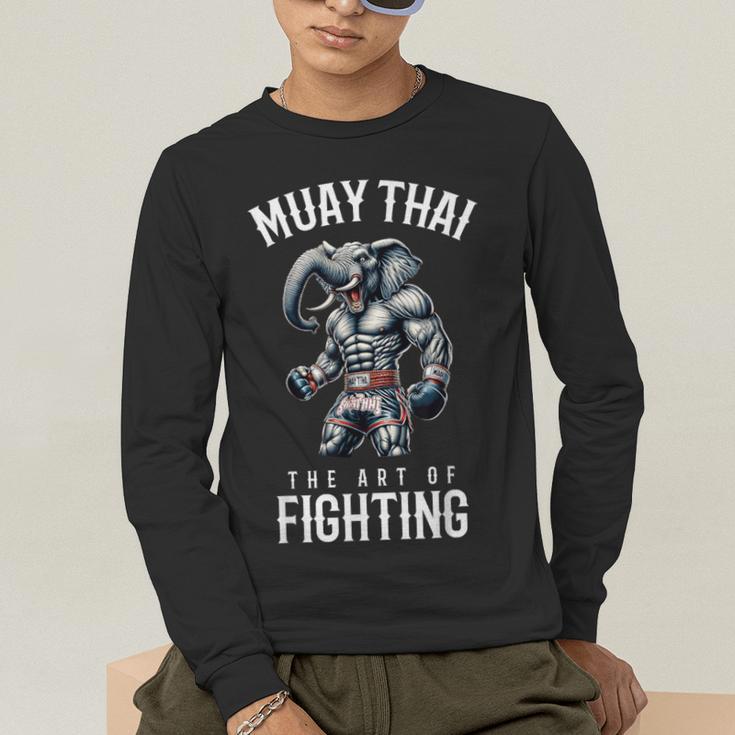 Elephant Muay Thai Kickboxing And Elephant Thai Boxing Men's Long Sleeve T-Shirt Elephant Muay Thai Kickboxing And Elephant Thai Boxing Men's Long Sleeve T-Shirt