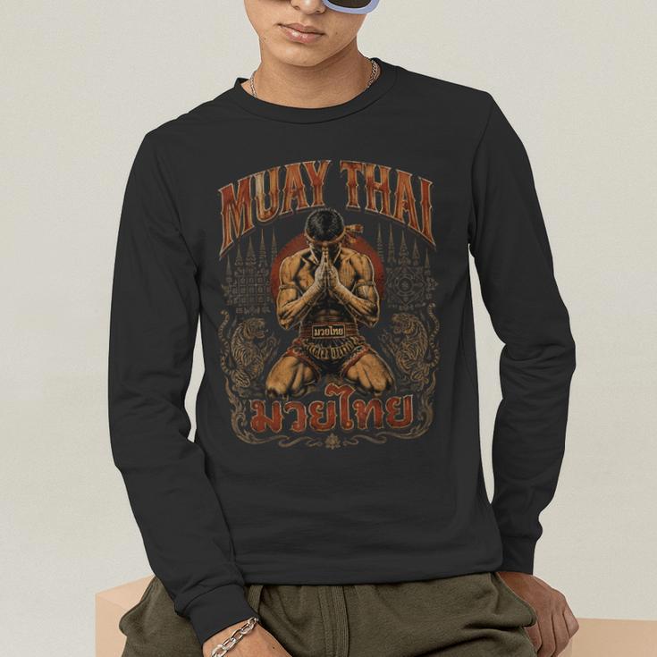 Faded Muay Thai Fighter Nak Muay Thailand Boxing Men's Long Sleeve T-Shirt Faded Muay Thai Fighter Nak Muay Thailand Boxing Men's Long Sleeve T-Shirt