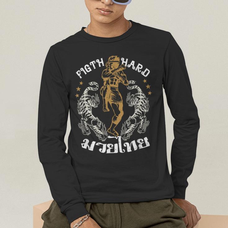 Fight Hard Traditional Fighter Muay Thai Men's Long Sleeve T-Shirt Fight Hard Traditional Fighter Muay Thai Men's Long Sleeve T-Shirt