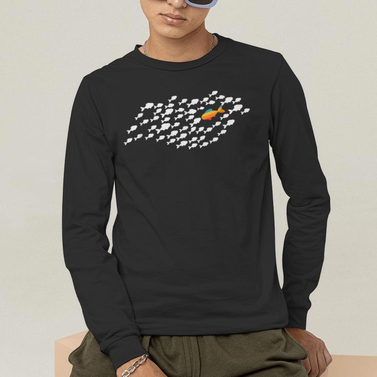 Fish Swimming Against The Current Be Yourself -Adults Kids Modern Casual Men's Long Sleeve T-Shirt Fish Swimming Against The Current Be Yourself -Adults Kids Modern Casual Men's Long Sleeve T-Shirt