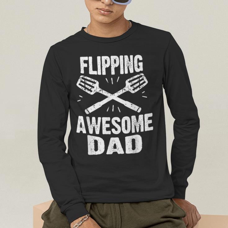 Flipping Awesome BBQ Dad Shirt Grilling Father's Day Men's Long Sleeve T-Shirt