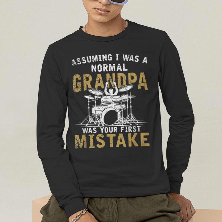 Grandpa Drummer Father's Day Drum Kit Men's Long Sleeve T-Shirt Grandpa Drummer Father's Day Drum Kit Men's Long Sleeve T-Shirt