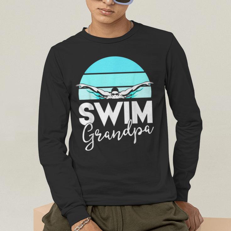 Grandpa Papa Swimming Meet Swimmer Swim Team Shirt Men's Long Sleeve T-Shirt Grandpa Papa Swimming Meet Swimmer Swim Team Shirt Men's Long Sleeve T-Shirt