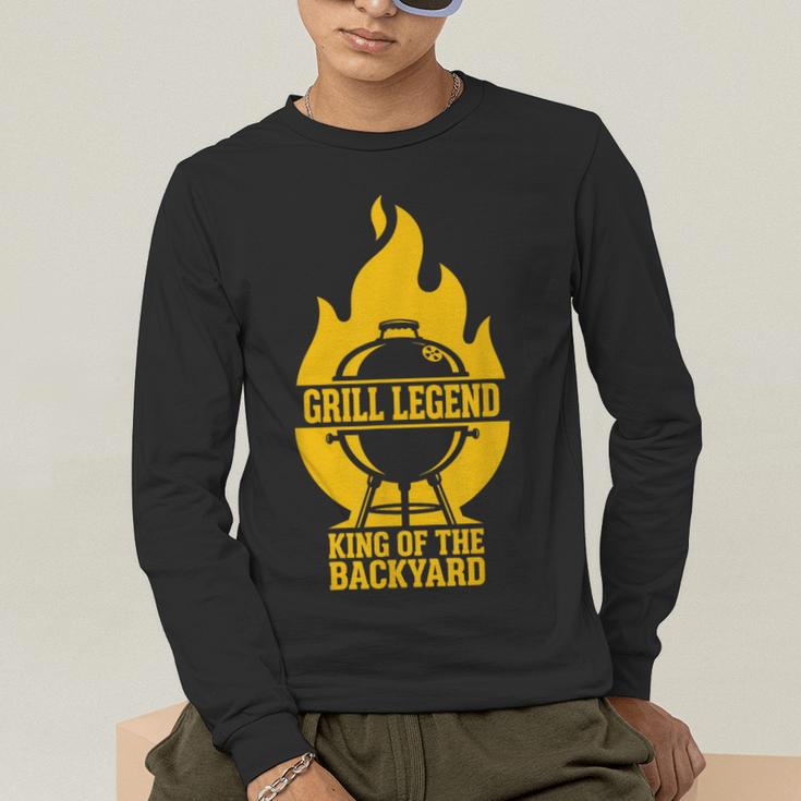Grill Legend King Of The Backyard BBQ Dad Humor Chef Men's Long Sleeve T-Shirt