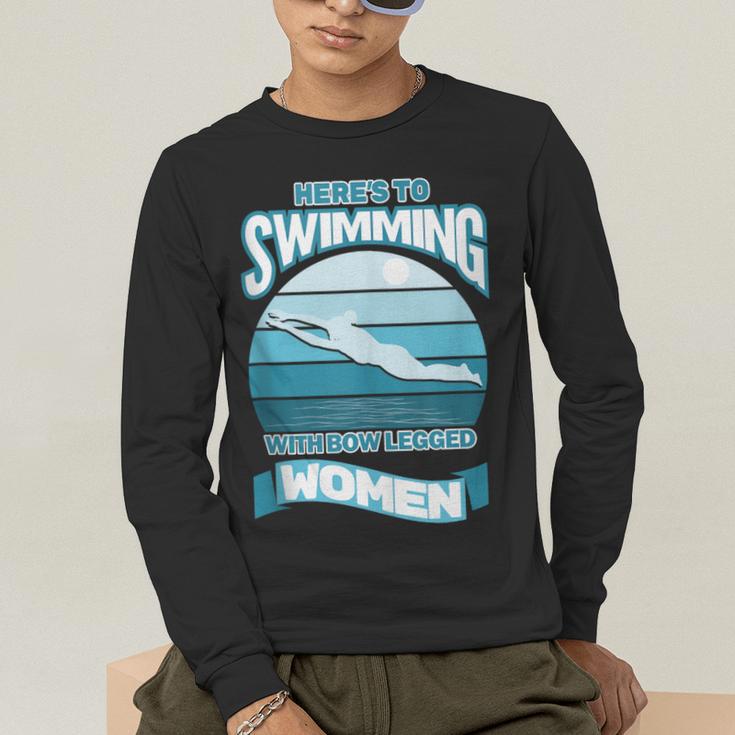 Here's To Swimming With Bow Legged Women Vintage Style Men's Long Sleeve T-Shirt Here's To Swimming With Bow Legged Women Vintage Style Men's Long Sleeve T-Shirt