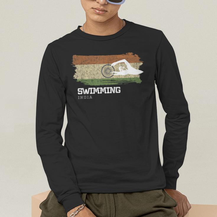 India Swimming Swimmer Water Sports Swimming Men's Long Sleeve T-Shirt