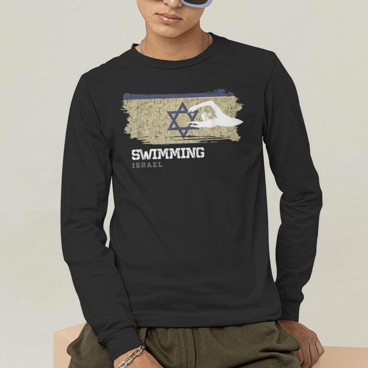 Israel Swimming Swimmer Water Sports Swimming Men's Long Sleeve T-Shirt