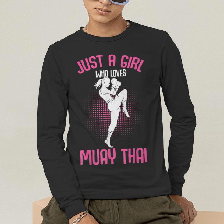 Just a Girl Who Loves Muay Thai Kids Girls Men's Long Sleeve T-Shirt Just a Girl Who Loves Muay Thai Kids Girls Men's Long Sleeve T-Shirt
