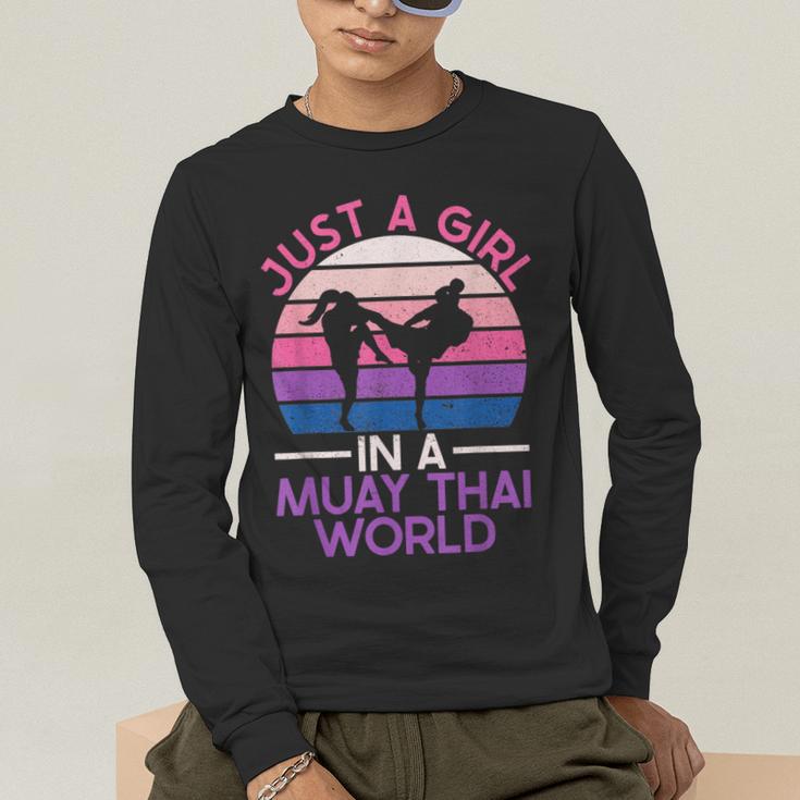 Just A Girl In A Muay Thai World Muay Thai Boxing Men's Long Sleeve T-Shirt Just A Girl In A Muay Thai World Muay Thai Boxing Men's Long Sleeve T-Shirt