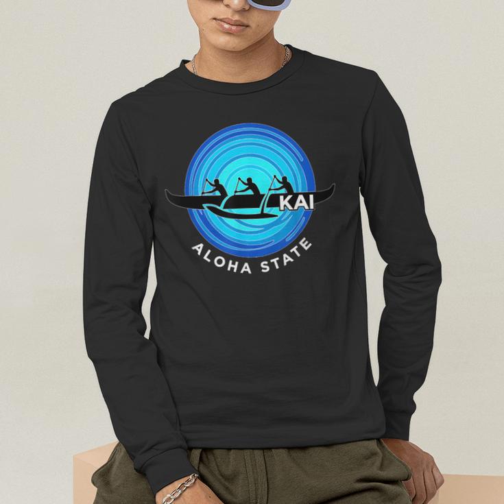Kai Outrigger Canoe Hawaii Aloha State Paddling Retro Men's Long Sleeve T-Shirt