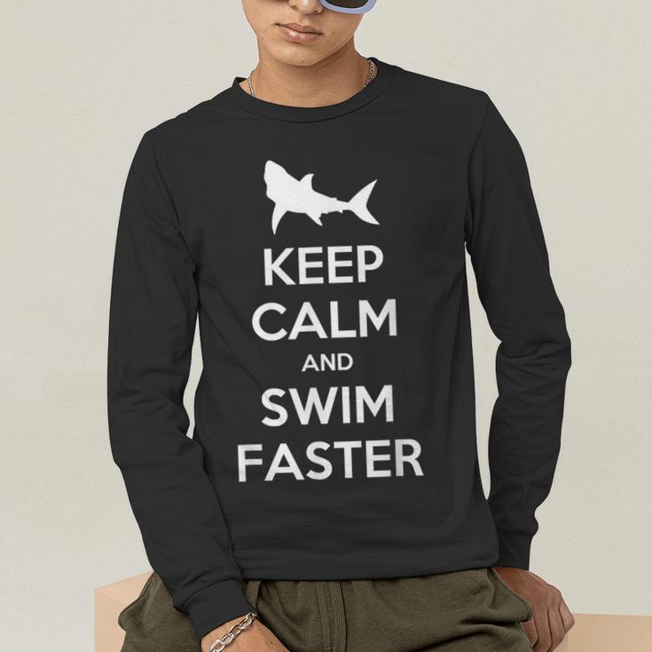 Keep Calm And Swim Faster Swimming T-Shirt Men's Long Sleeve T-Shirt Keep Calm And Swim Faster Swimming T-Shirt Men's Long Sleeve T-Shirt