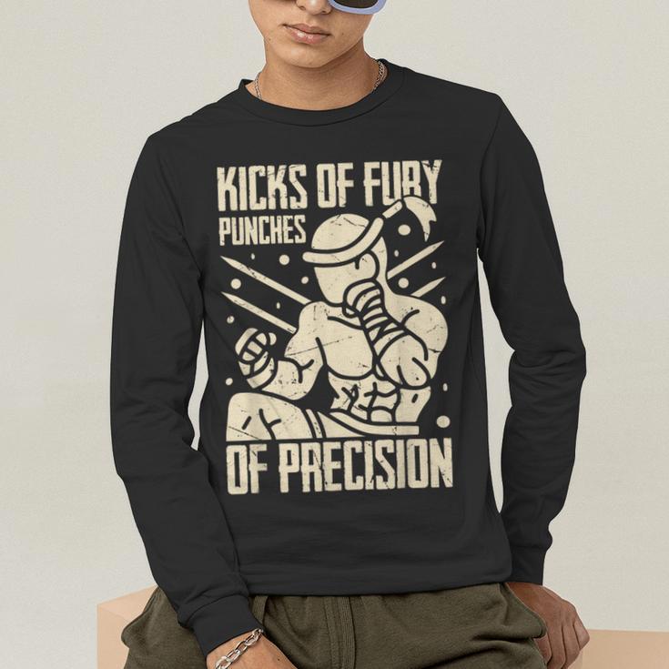 Kicks Of Fury Punches Of Precision Muay Thai Men's Long Sleeve T-Shirt Kicks Of Fury Punches Of Precision Muay Thai Men's Long Sleeve T-Shirt