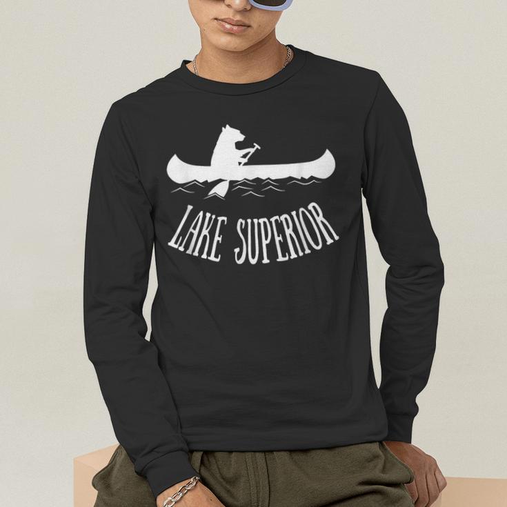 Lake Superior Bear Canoe Upper Peninsula For Yooper Men's Long Sleeve T-Shirt