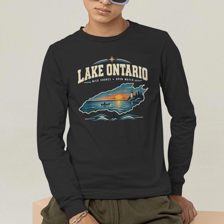 Lakes Lake Ontario Fishing Canoe Lighthouse Outdoor Men's Long Sleeve T-Shirt Lakes Lake Ontario Fishing Canoe Lighthouse Outdoor Men's Long Sleeve T-Shirt