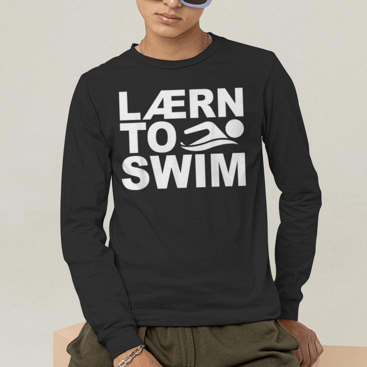 Learn To Swim Swimming Graphic Men's Long Sleeve T-Shirt Learn To Swim Swimming Graphic Men's Long Sleeve T-Shirt