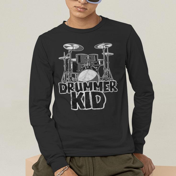 Little Drummer Awesome Drum Kit For Young Musicians Men's Long Sleeve T-Shirt Little Drummer Awesome Drum Kit For Young Musicians Men's Long Sleeve T-Shirt