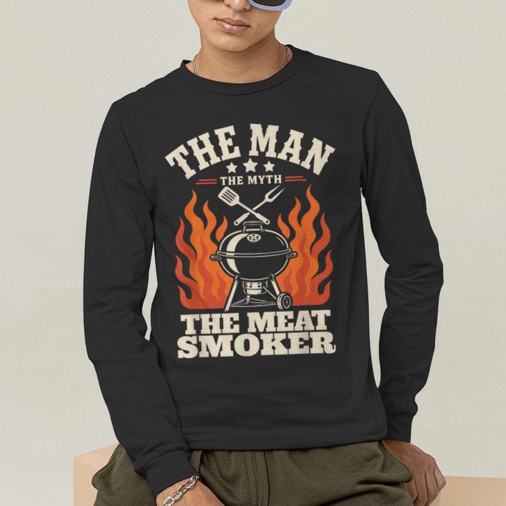 Man Myth Meat Smoker Legend BBQ Dad Men's Long Sleeve T-Shirt Man Myth Meat Smoker Legend BBQ Dad Men's Long Sleeve T-Shirt
