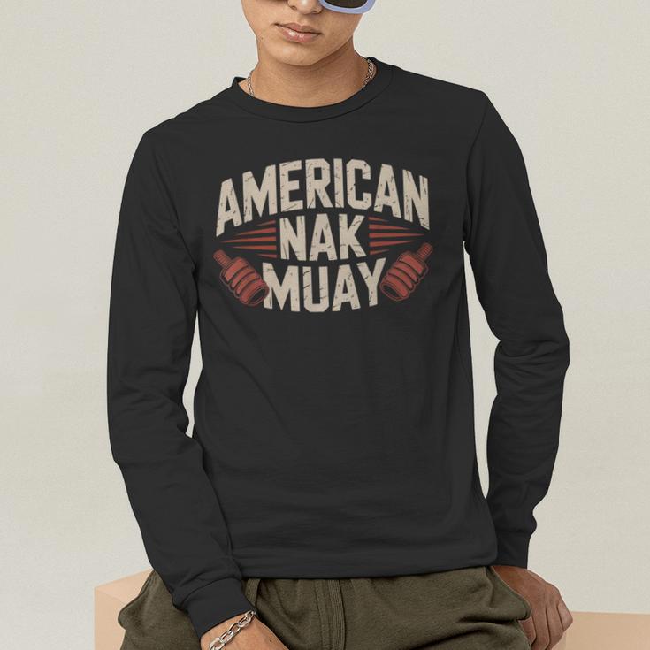 Muay Thai American Nak Fighter Identity Boxing Proud Sport Men's Long Sleeve T-Shirt