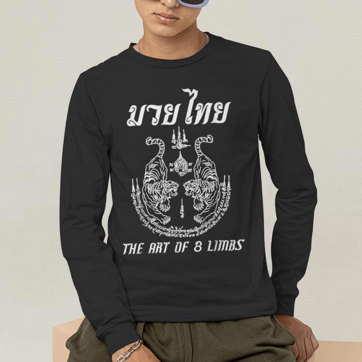 Muay Thai The Art Of 8 Limbs Martial Art Sak Yant Twin Tiger Men's Long Sleeve T-Shirt