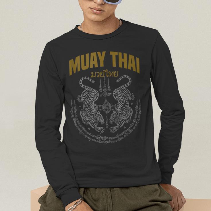 Muay Thai Art Twin Tigers Muay Thai Fighter MMA Martial Arts Men's Long Sleeve T-Shirt Muay Thai Art Twin Tigers Muay Thai Fighter MMA Martial Arts Men's Long Sleeve T-Shirt