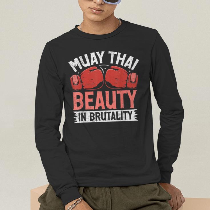 Muay Thai Beauty In Brutality Muay Thai Men's Long Sleeve T-Shirt Muay Thai Beauty In Brutality Muay Thai Men's Long Sleeve T-Shirt