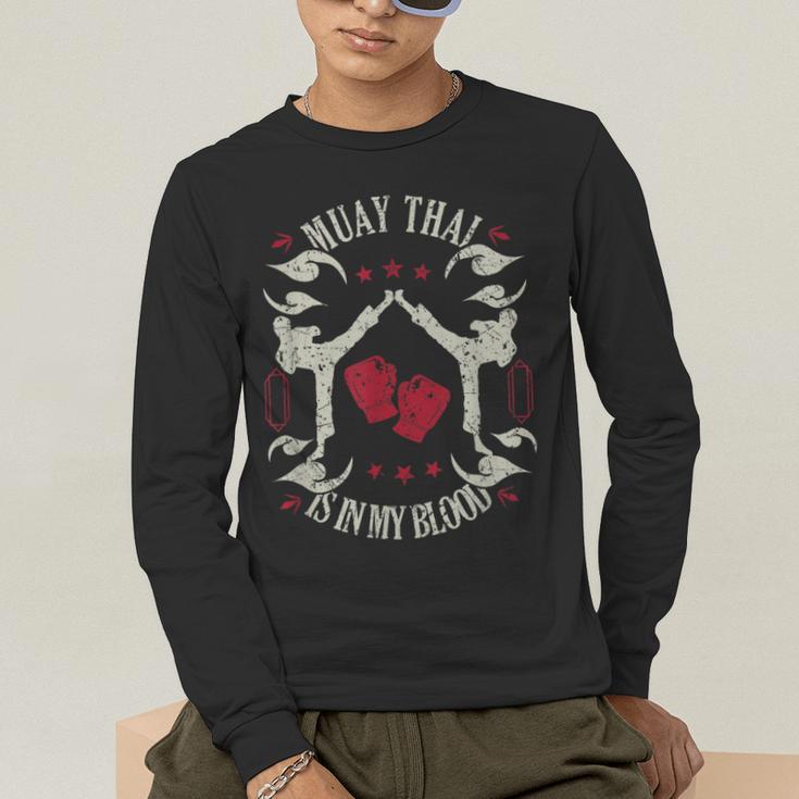 Muay Thai Is In My Blood Traditional Fighters Thai Boxing Men's Long Sleeve T-Shirt