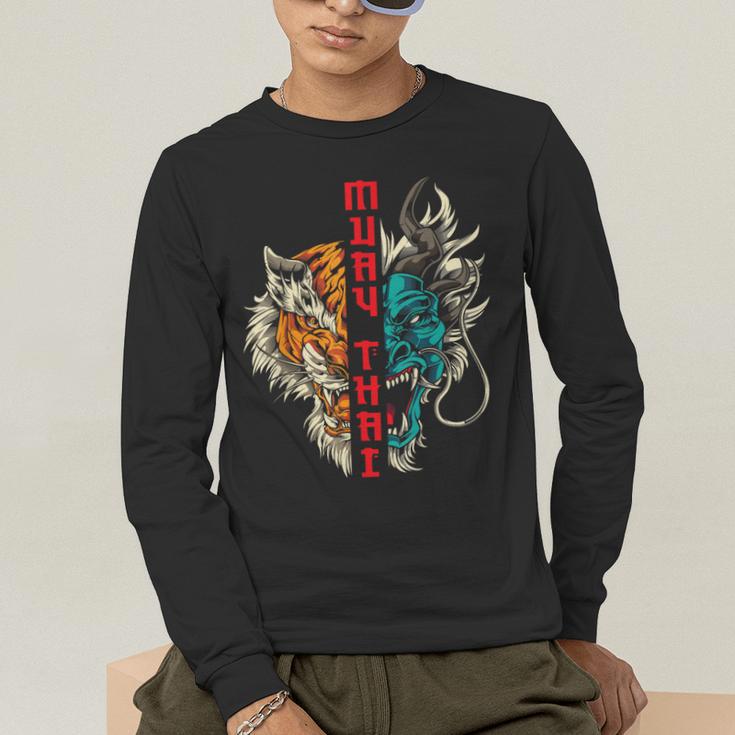 Muay Thai Thai Boxing Dragon Tiger Men's Long Sleeve T-Shirt