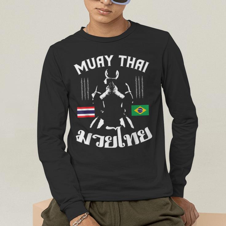 Muay Thai Brazil Brazilian Martial Arts Thai Men's Long Sleeve T-Shirt Muay Thai Brazil Brazilian Martial Arts Thai Men's Long Sleeve T-Shirt