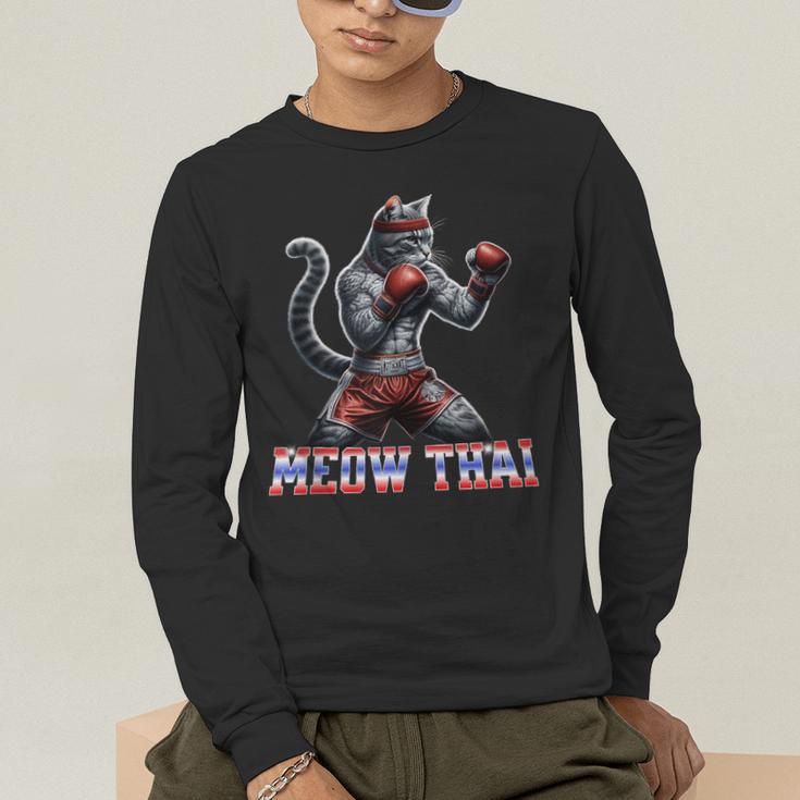 Muay Thai Cat Meow Thai Boxing Men's Long Sleeve T-Shirt
