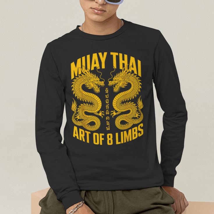 Muay Thai Dragons Thai Boxing Fighter Men's Long Sleeve T-Shirt
