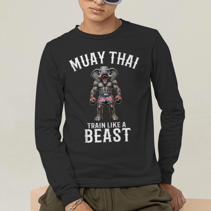 Muay Thai Elephant Kickboxing And Elephant Thai Men's Long Sleeve T-Shirt