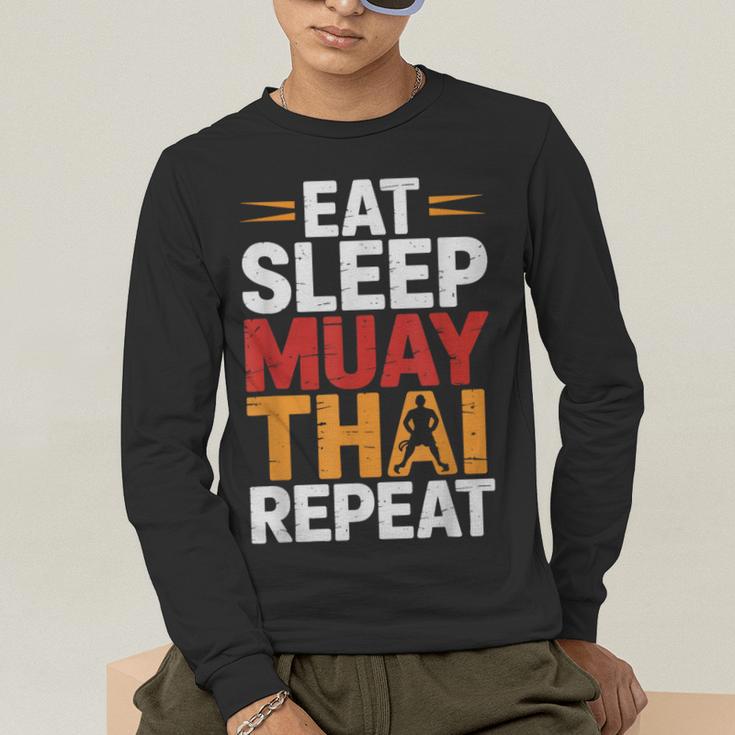 Muay Thai Fighter Eat Sleep Repeat Lifestyle Training Men's Long Sleeve T-Shirt