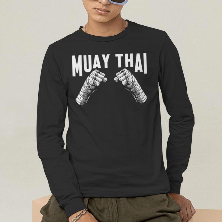 Muay Thai Fighter Fists MMA Club Martial Arts Fighting Coach Men's Long Sleeve T-Shirt