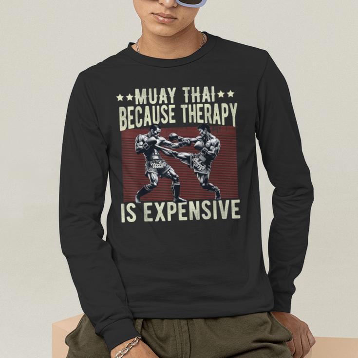 Muay Thai Fighter For Men Dad Boys Thai Kickboxing Fighting Men's Long Sleeve T-Shirt