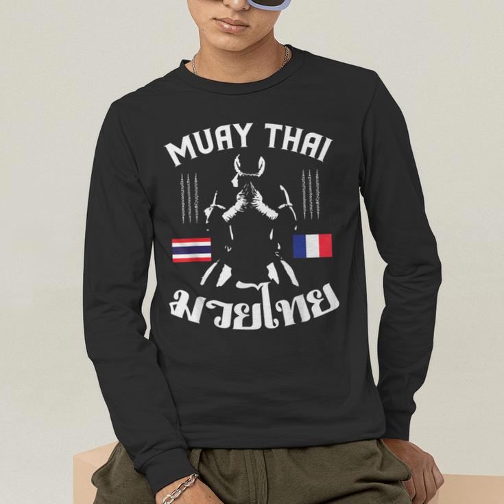 Muay Thai France French Flag Martial Arts Thai Boxing Coach Men's Long Sleeve T-Shirt Muay Thai France French Flag Martial Arts Thai Boxing Coach Men's Long Sleeve T-Shirt