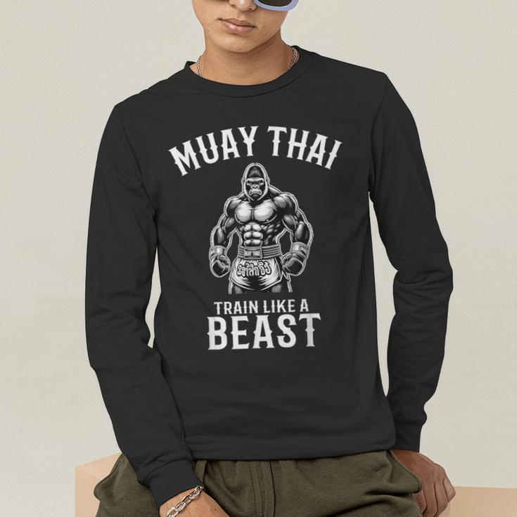 Muay Thai Gorilla Kickboxing And Gorilla Thai Boxing Men's Long Sleeve T-Shirt Muay Thai Gorilla Kickboxing And Gorilla Thai Boxing Men's Long Sleeve T-Shirt