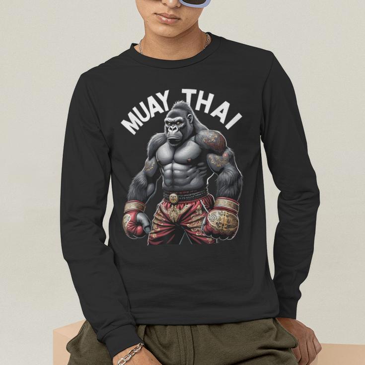 Muay Thai Gorilla Strength Power Fighter Men's Long Sleeve T-Shirt Muay Thai Gorilla Strength Power Fighter Men's Long Sleeve T-Shirt