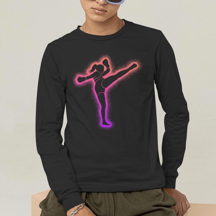 Muay Thai Martial Arts Kickboxer Women Girls Kickboxing Men's Long Sleeve T-Shirt