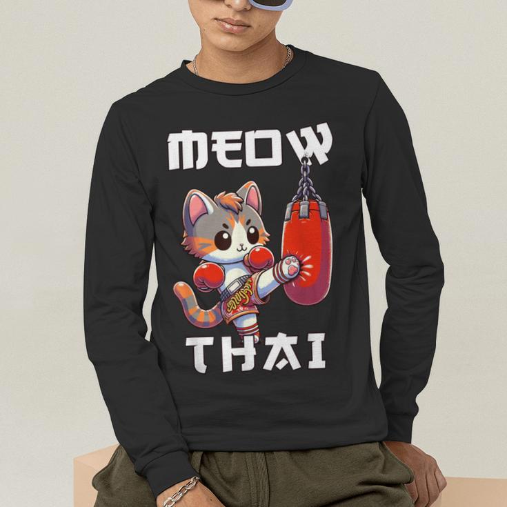 Muay Thai Meow Thai & Thai Boxing Muay Thai Cat Men's Long Sleeve T-Shirt