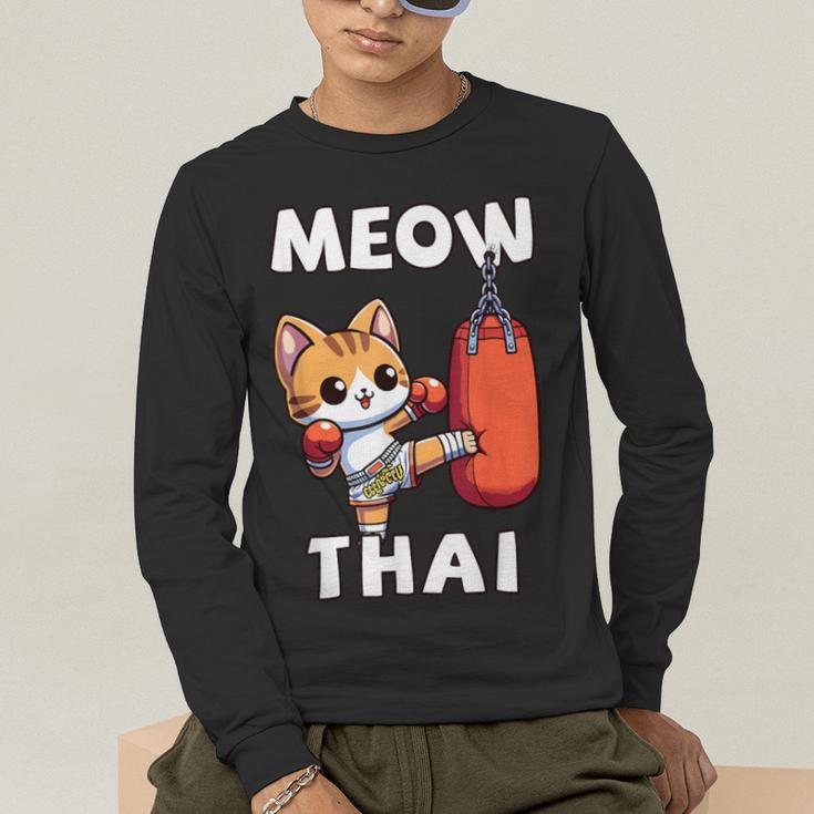 Muay Thai Meow Thai Thai Boxing For Boys Muay Thai Cat Men's Long Sleeve T-Shirt
